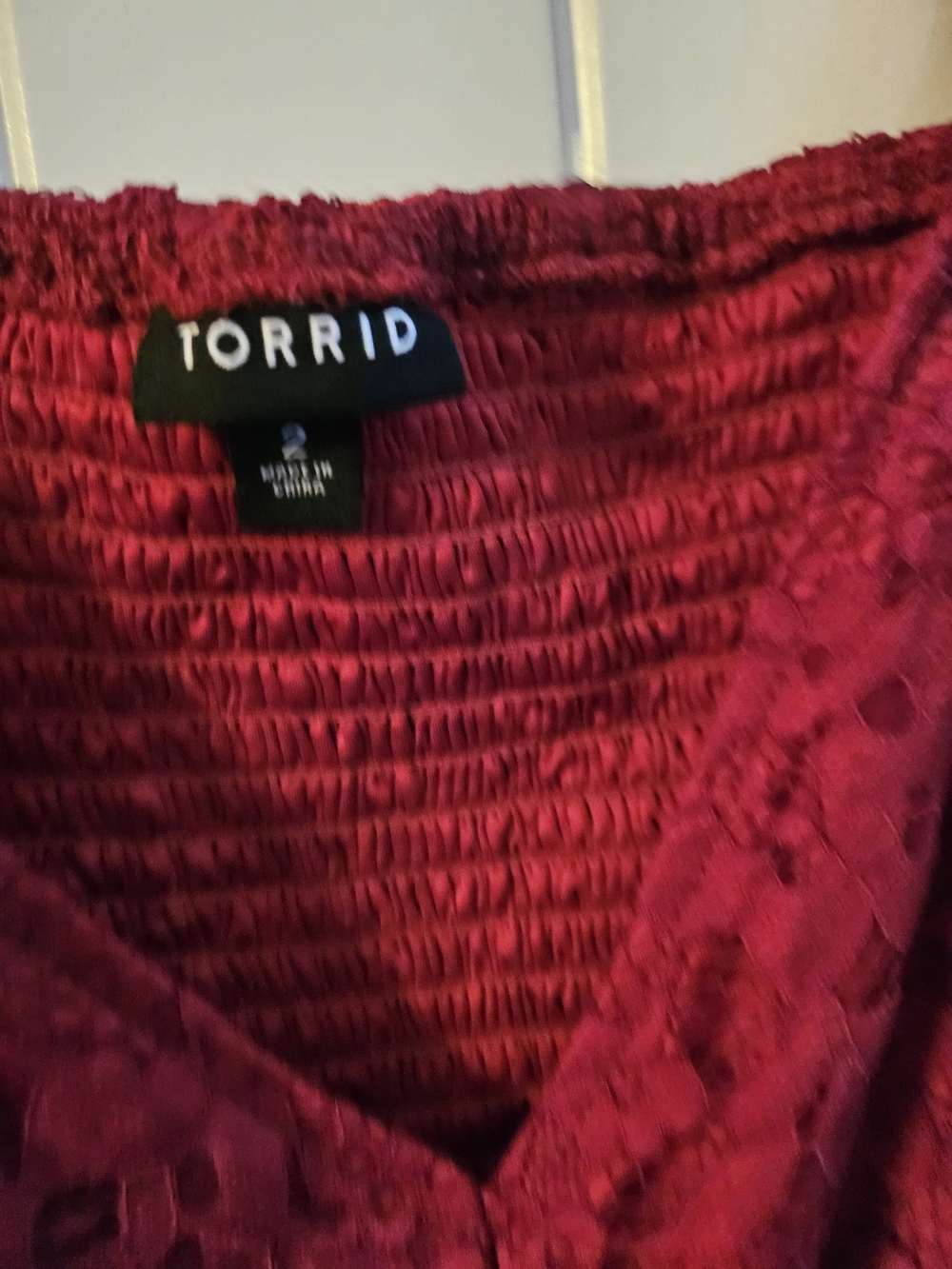 torrid deep red floral lace peplum blouse - Picture 2 of 3